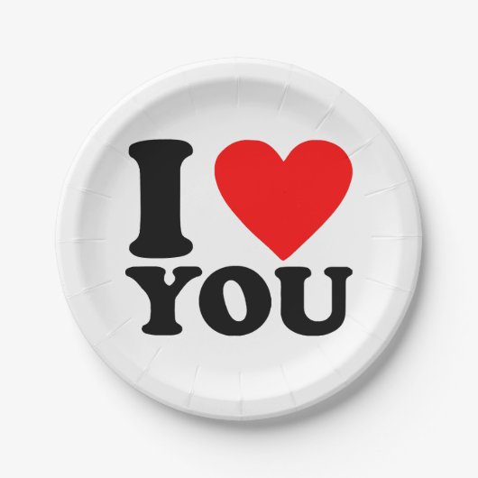 Assiettes En Carton Je T'Aime (Devant)