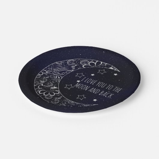 Assiettes En Carton Je t'aime à la lune et au retour (Angle)