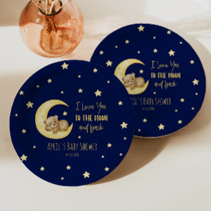 Assiettes En Carton Je T'Aime Au Baby shower Lune Teddy Bear