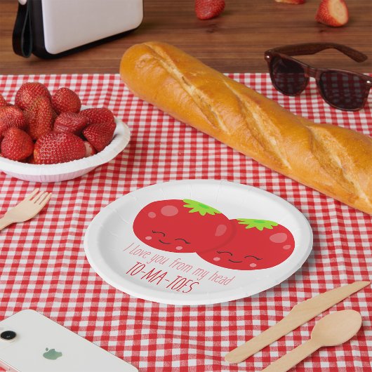 Assiettes En Carton Je T'Aime De Ma Tête Tomates