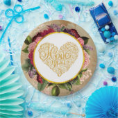 Assiettes En Carton Je T'Aime Fancy Golden Ornate Heart (Fête)