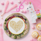 Assiettes En Carton Je T'Aime Fancy Golden Ornate Heart (Fête)
