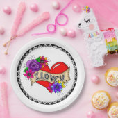 Assiettes En Carton Je T'Aime | Street Art Graffiti Urban Heart (Fête)