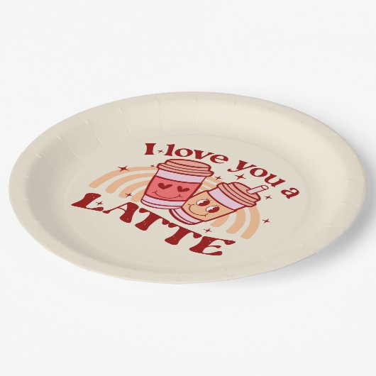 Assiettes En Carton Je T'Aime Un Latte (Angle)