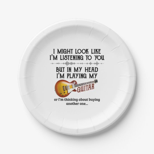 Assiettes En Carton Je t'écoute, mais dans ma tête je joue (Devant)