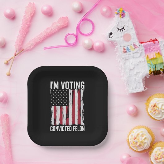 Assiettes En Carton Je vote pour le condamné Felon Pro Trump 2024 (Fête)