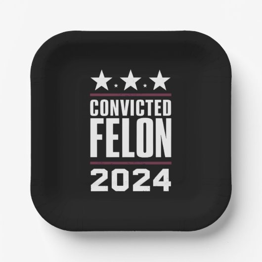 Assiettes En Carton Je vote pour le condamné Felon Pro Trump 2024 (Recto)