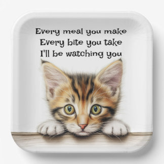 Assiettes En Carton Je vous surveillerai Kitty