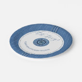 Assiettes En Carton Jean bleu avec points de suture et bouton bébé gar (Angle)