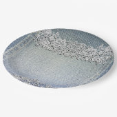 Assiettes En Carton Jean en Denim Bleu & Broderie Cardiaque Blanche po (Angle)