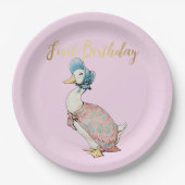 Assiettes En Carton Jemima Puddle Duck "Premier anniversaire" Texte (Devant)