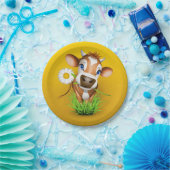 Assiettes En Carton Jersey Cow à Grass over yellow (Fête)