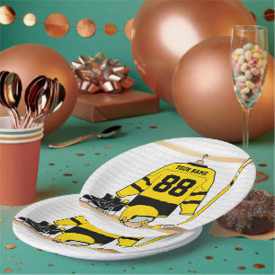Assiettes En Carton Jersey de hockey sur glace jaune et noir personnal