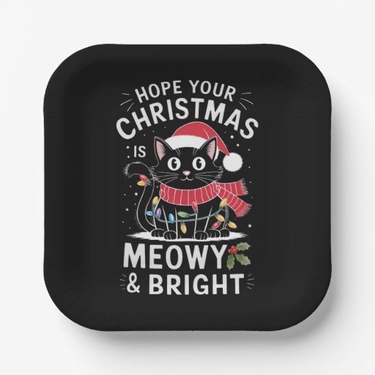 Assiettes En Carton J'espère que votre Noël est Meowet Bright Cat Noël (Recto)