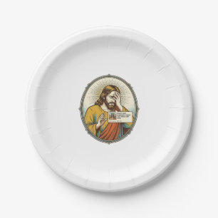Assiettes En Carton Jésus a ajouté à l'histoire au lieu d'un message d