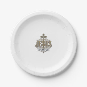 Assiettes En Carton Jésus a Sauvé Ma Vie Gravure Vintage Chrétien T-Sh