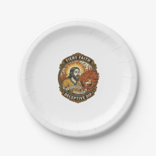 Assiettes En Carton Jésus Brûlant Bouche Super Épicé Party Dip Humour_