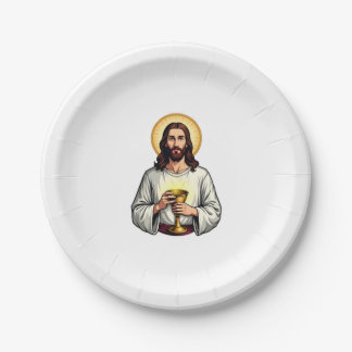 Assiettes En Carton Jesus Chalice Crest Vintage Engraving Shirt 2