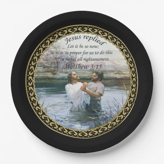 Assiettes En Carton Jésus Christ Baptême image deux (Devant)