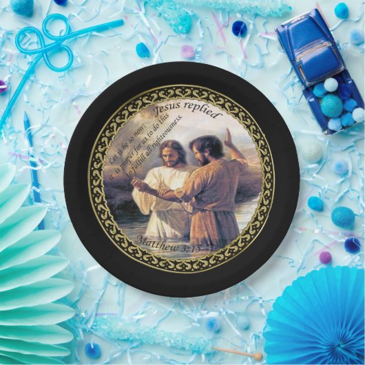 Assiettes En Carton Jésus Christ Baptême image un (Fête)