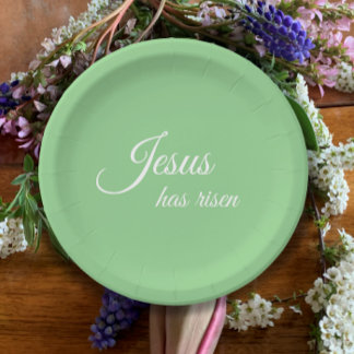 Assiettes En Carton Jésus Est Devenu Élégant Vert Pâques Chrétiennes