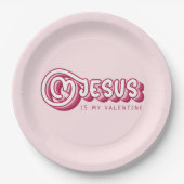 Assiettes En Carton Jésus Est Mon Valentin Christian Red Heart Retro (Devant)