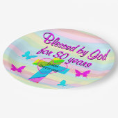 ASSIETTES EN CARTON JÉSUS M'AIME 80E ANNIVERSAIRE PAPIER PLATES (Angle)