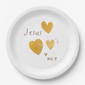 Assiettes En Carton Jésus m'aime. Plaques en papier modernes. (Devant)