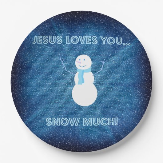 Assiettes En Carton Jésus T'Aime Beaucoup De Neige ! Christian Snowman (Devant)