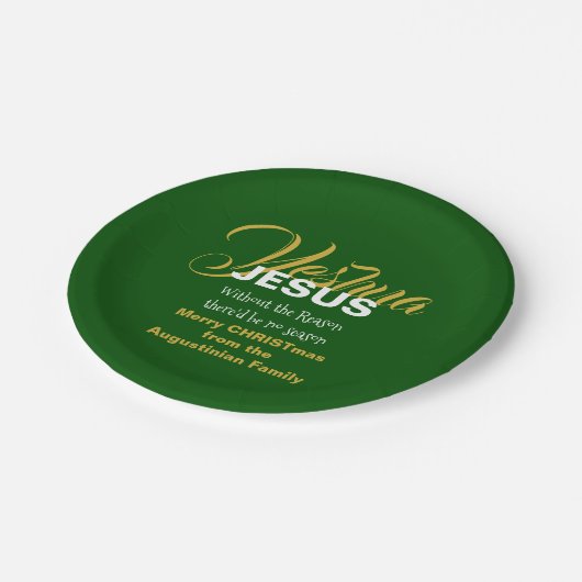 Assiettes En Carton JÉSUS vert RAISON SAISON Noël (Angle)