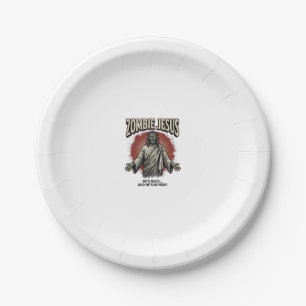 Assiettes En Carton Jésus zombie gravure vintage dessin de t-shirt drô