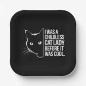 Assiettes En Carton J'Étais une dame de chat sans enfant avant qu'il n (Recto)