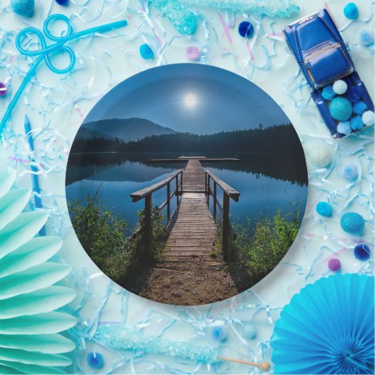 Assiettes En Carton Jetée de nuit sous une Pleine lune (Fête)