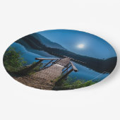 Assiettes En Carton Jetée de nuit sous une Pleine lune (Angle)