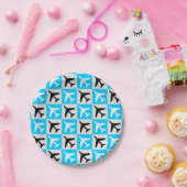 Assiettes En Carton Jets d'aviation bleu géométrique (Fête)