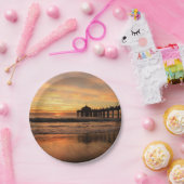 Assiettes En Carton Jetty Over Beach Sunset (Fête)