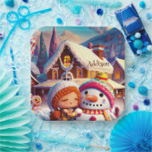 Assiettes En Carton Jeu d'argile de Noël Pain d'épices Snowman hiver (Fête)