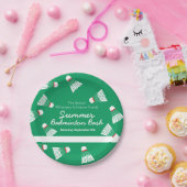 Assiettes En Carton Jeu de bash d'été badminton vert et blanc (Fête)