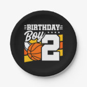 Assiettes En Carton Jeu de basket-ball 2 ans Thème 2ème anniversaire G (Devant)