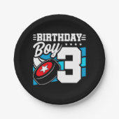 Assiettes En Carton Jeu de hockey 3 ans Thème 3ème anniversaire garçon (Devant)
