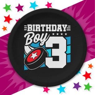Assiettes En Carton Jeu de hockey 3 ans Thème 3ème anniversaire garçon