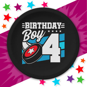Assiettes En Carton Jeu de hockey 4 ans Thème 4ème anniversaire garçon