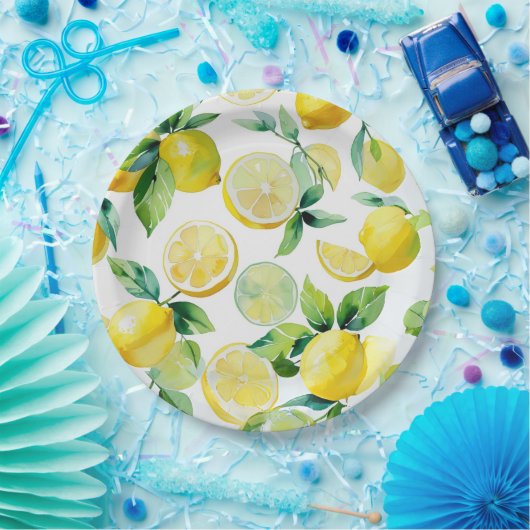 Assiettes En Carton Jeu de mariée bleu citron moderne (Fête)