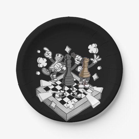 Assiettes En Carton jeu d'échecs de matchs d'échecs (Devant)