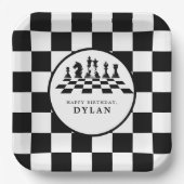 Assiettes En Carton Jeu d'échecs et pièces Nuit Joyeux anniversaire (Recto)