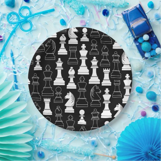 Assiettes En Carton Jeu d'échecs mignon Anniversaire de enfant Papier  (Fête)