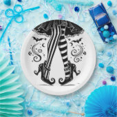 Assiettes En Carton Jeu d'Halloween blanc et noir (Fête)