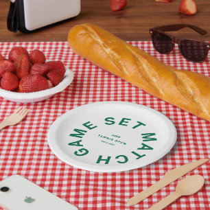Assiettes En Carton Jeu Match Green Tennis Tennis Tournament Crest