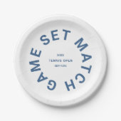 Assiettes En Carton Jeu Match Tournoi de Tennis Bleu Crest (Devant)