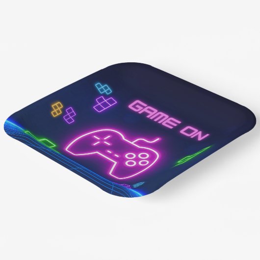 Assiettes En Carton Jeu rose néon, Plaques de papier vert (Angulaire)